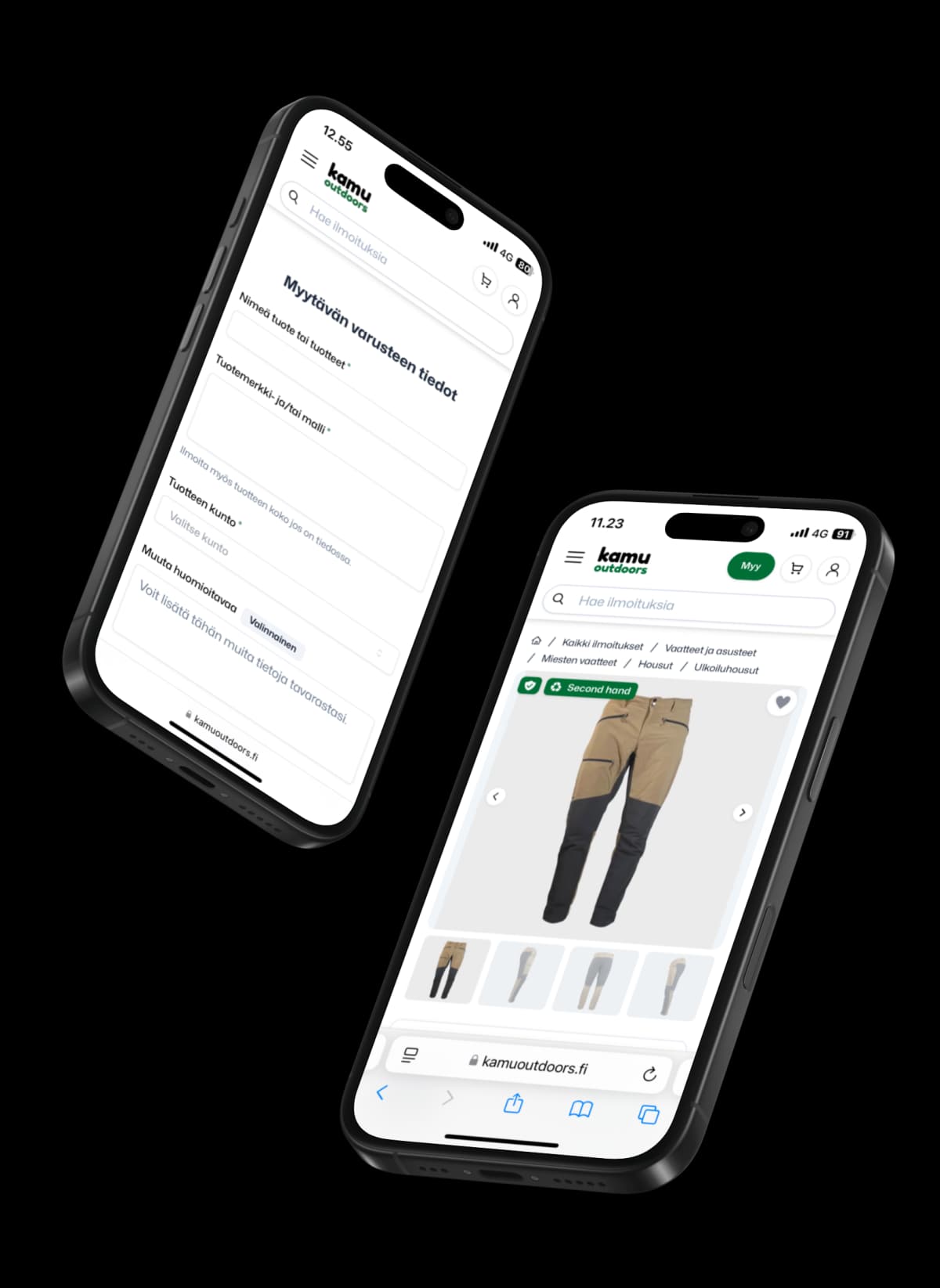 Kuva myynti-ilmoituksen tekemisestä mobiilinäytöllä